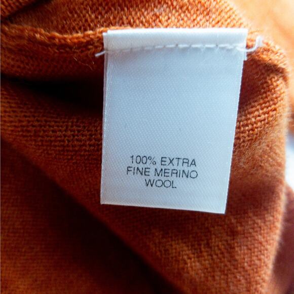 Turnbury Extra Fine Merino Wool V-Neck Sweater Men's Large Long Sleeve Orange - Picture 5 of 9